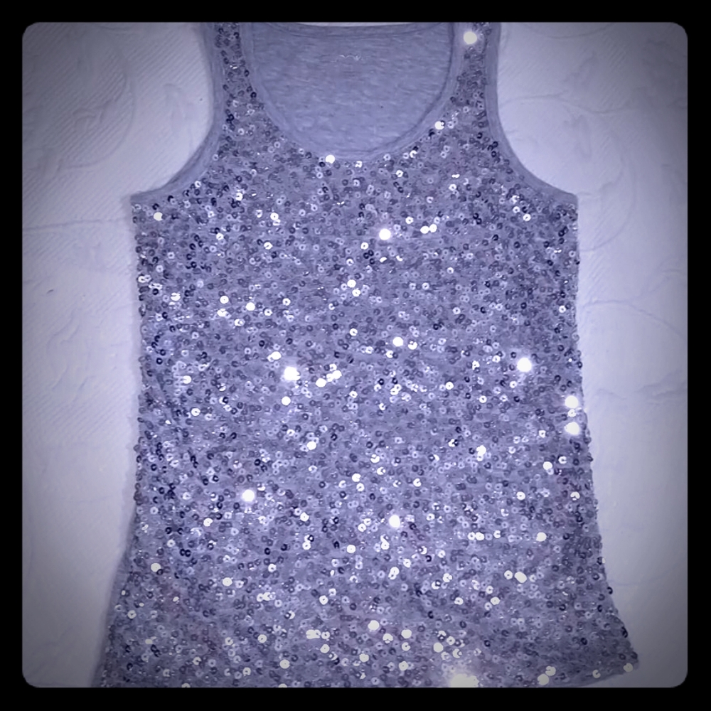 Silver sequin tank top Cherokee size medium girls